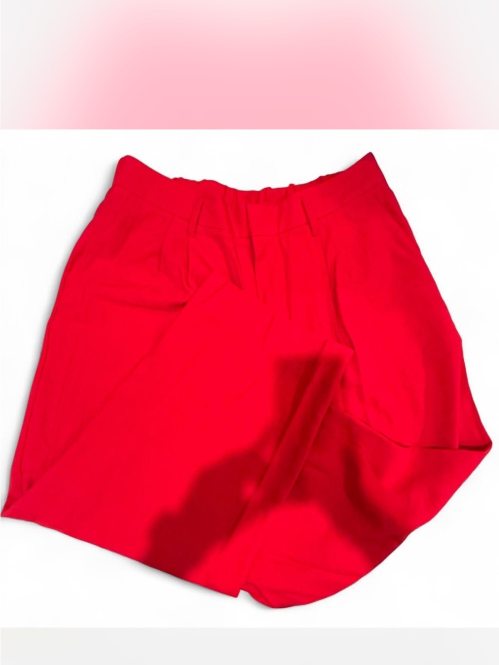 Women’s Red High-Waist Wide Leg Pants (Petite)